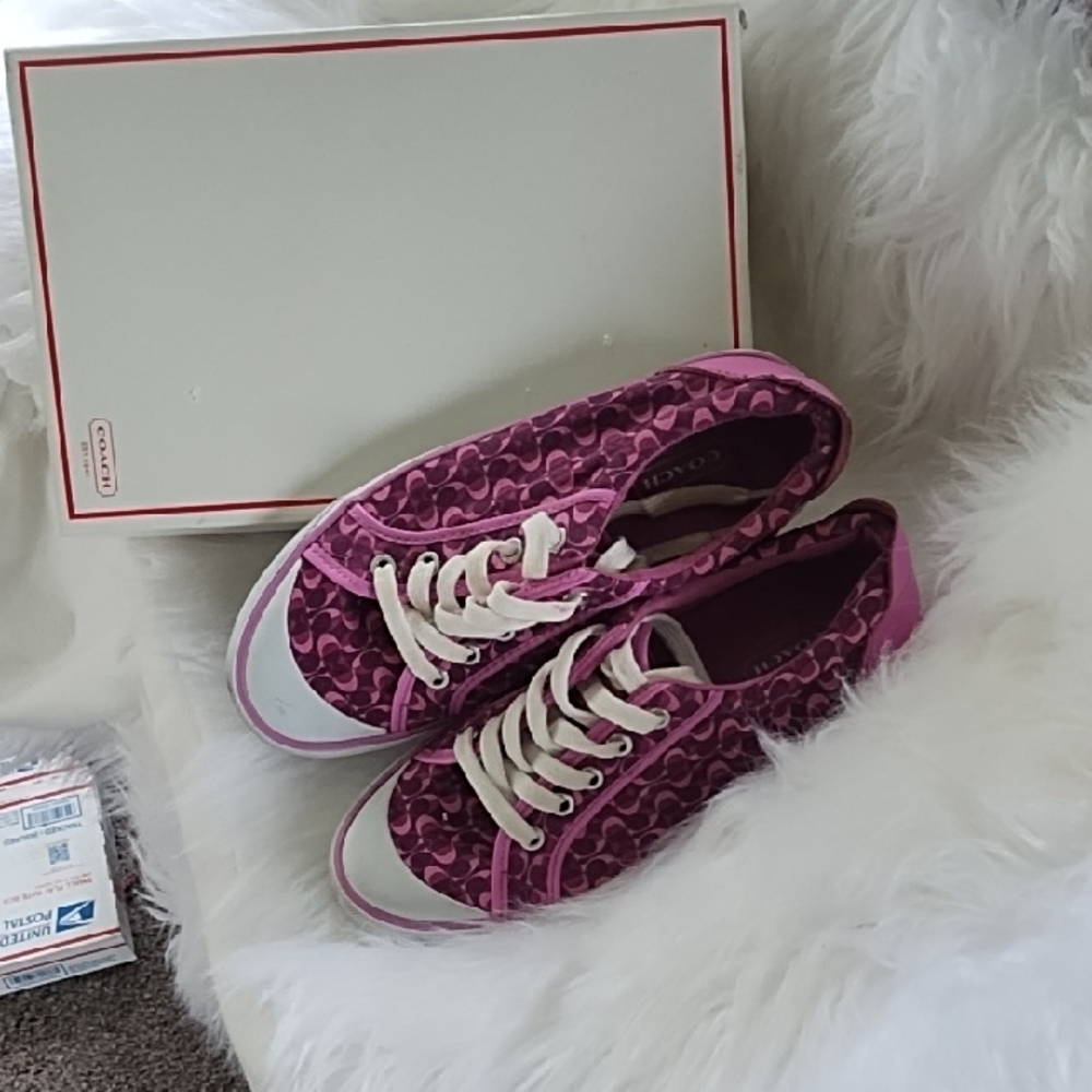 Coach Women's Purple, Pink And White Sneakers *EUC*